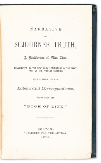Truth, Sojourner (1797-1883) Narrative of Sojourner Truth; a Bondswoman of Olden Time, Drawn from her Book of Life.